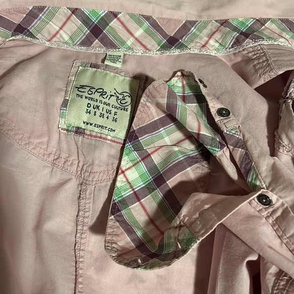 Esprit Lilac Button Down Cotton Embroidered Shirt size 4 - Picture 13 of 17